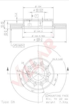 VILLAR 6281780 -  Тормозной диск