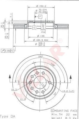VILLAR 6281810 -  Тормозной диск
