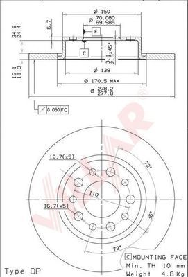 VILLAR 6281844 -  Тормозной диск