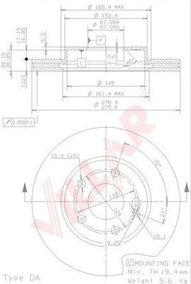 VILLAR 6281850 -  Тормозной диск