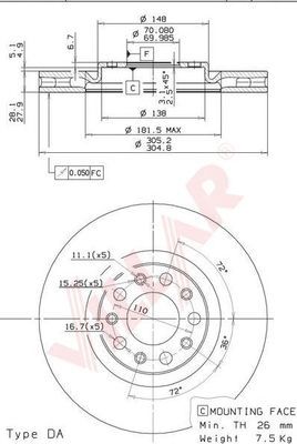 VILLAR 6281868 -  Тормозной диск