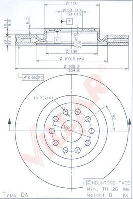VILLAR 6281899 -  Тормозной диск