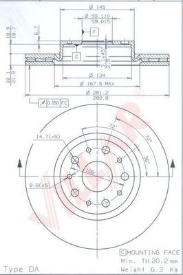 VILLAR 6281906 -  Тормозной диск