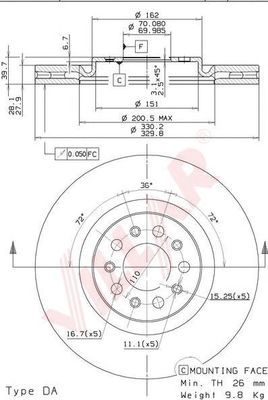 VILLAR 6281909 -  Тормозной диск