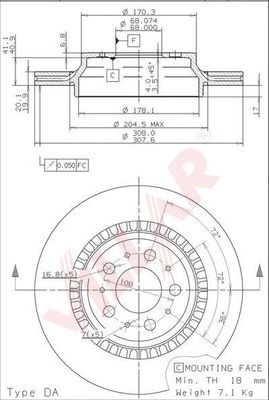 VILLAR 6282019 -  Тормозной диск
