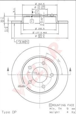 VILLAR 6282027 -  Тормозной диск