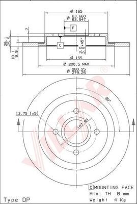 VILLAR 6282030 -  Тормозной диск