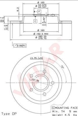 VILLAR 6282043 -  Тормозной диск