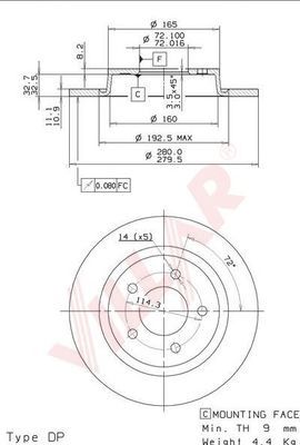 VILLAR 6282044 -  Тормозной диск
