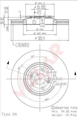 VILLAR 6282052 -  Тормозной диск
