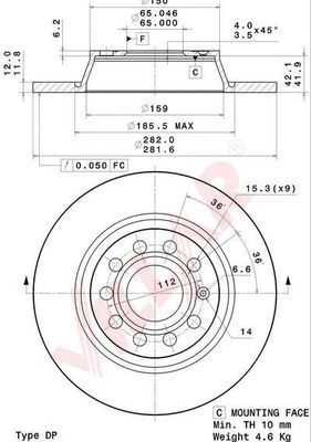 VILLAR 6282065 -  Тормозной диск