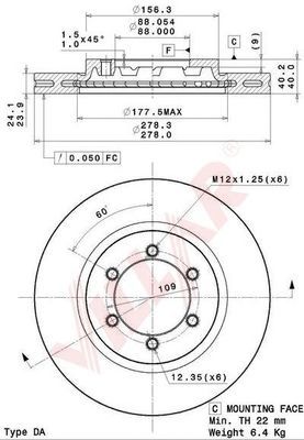 VILLAR 6282117 -  Тормозной диск