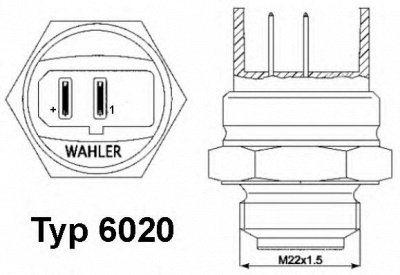 WAHLER 602095d -  Термовыключатель, вентилятор радиатора| Термовыключатель, вентилятор радиатора