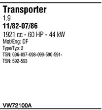 WALKER vw72100a -