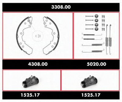 WOKING 330800 -  Комплект тормозов, барабанный тормозной механизм
