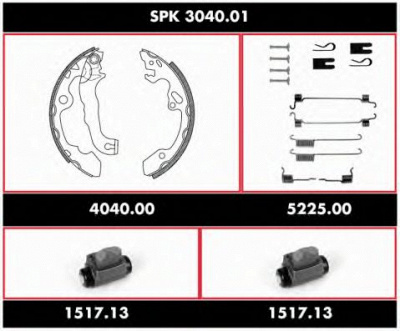 WOKING spk304001 -  Комплект тормозов, барабанный тормозной механизм