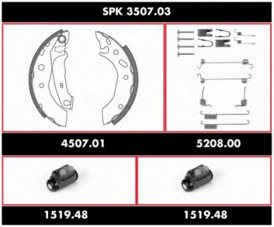 WOKING spk350703 -  Комплект тормозов, барабанный тормозной механизм