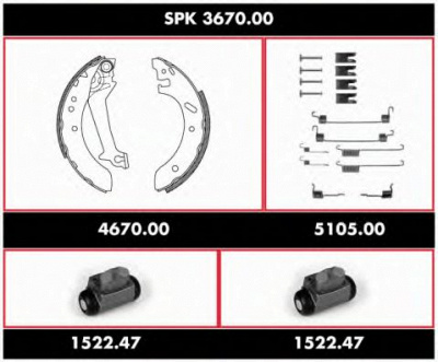 WOKING spk367000 -  Комплект тормозов, барабанный тормозной механизм