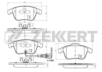 ZEKKERT bs1009 -  Комплект тормозных колодок, дисковый тормоз