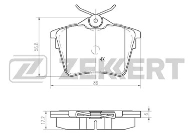 ZEKKERT bs1135 -  Комплект тормозных колодок, дисковый тормоз