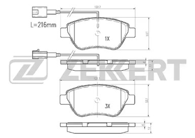ZEKKERT bs1167 -  Комплект тормозных колодок, дисковый тормоз