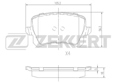 ZEKKERT bs1168 -  Комплект тормозных колодок, дисковый тормоз