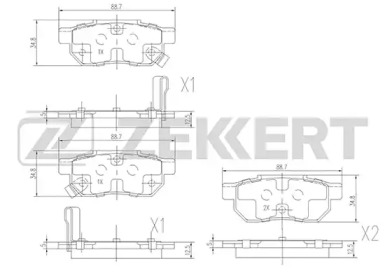 ZEKKERT bs1259 -  Комплект тормозных колодок, дисковый тормоз