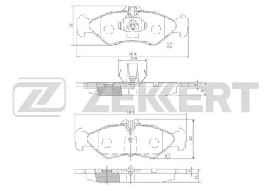ZEKKERT bs1280 -  Комплект тормозных колодок, дисковый тормоз