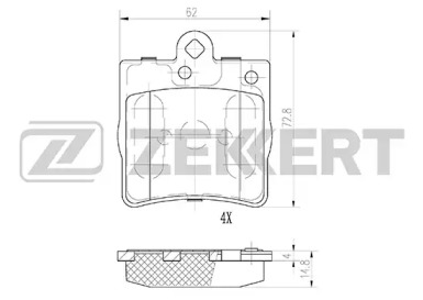 ZEKKERT bs1350 -  Комплект тормозных колодок, дисковый тормоз