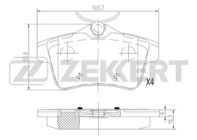 ZEKKERT bs1944 -  Комплект тормозных колодок, дисковый тормоз