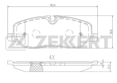 ZEKKERT bs1963 -  Комплект тормозных колодок, дисковый тормоз