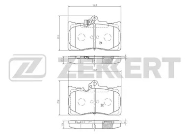 ZEKKERT bs2082 -  Комплект тормозных колодок, дисковый тормоз