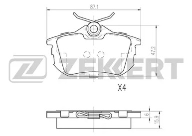 ZEKKERT bs2226 -  Комплект тормозных колодок, дисковый тормоз
