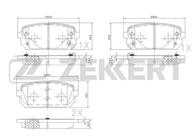 ZEKKERT bs2443 -  Комплект тормозных колодок, дисковый тормоз