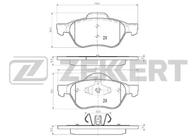 ZEKKERT bs2514 -  Комплект тормозных колодок, дисковый тормоз