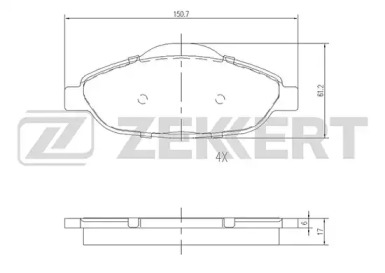 ZEKKERT bs2825 -  Комплект тормозных колодок, дисковый тормоз