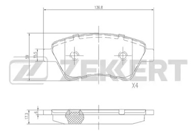 ZEKKERT bs2826 -  Комплект тормозных колодок, дисковый тормоз