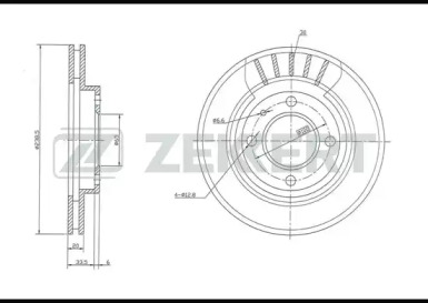 ZEKKERT bs5070 -  ДИСК.ТОРМ.ПЕРЕД. AUDI