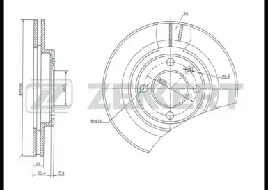 ZEKKERT bs5088 -  Диск тормозной передний вентилируемый