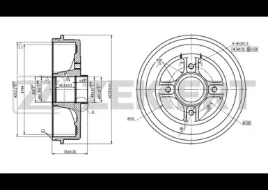 ZEKKERT bs5110 -  Барабан торм. зад