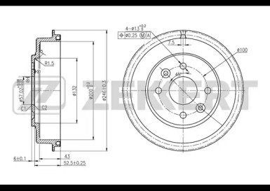 ZEKKERT bs5129 -  Барабан торм. зад
