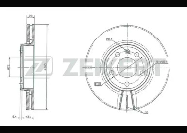 ZEKKERT bs5141 -  Диск тормозной передний вентилируемый