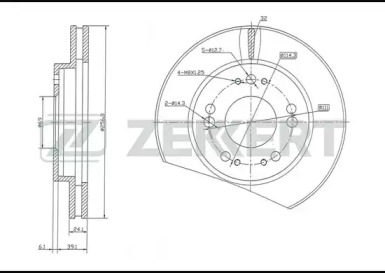 ZEKKERT bs5202 -  Диск тормозной передний вентилируемый
