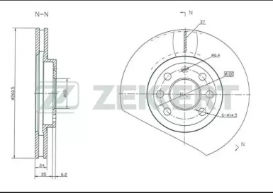 ZEKKERT bs5248 -  Диск тормозной передний вентилируемый