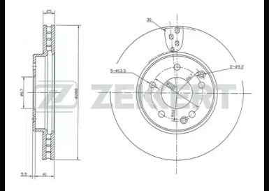 ZEKKERT bs5289 -  Диск тормозной передний вентилируемый