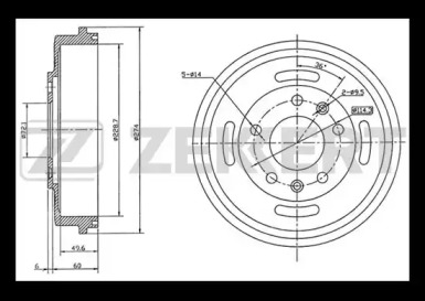 ZEKKERT bs5557 -  Тормозной барабан