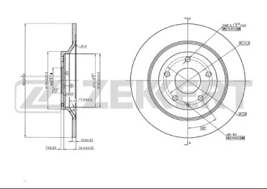 ZEKKERT bs5708 -  Диск тормозной задний