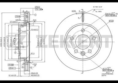 ZEKKERT bs5855 -  Диск тормозной передний вентилируемый