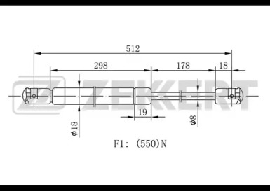 ZEKKERT gf1613 -  Газовая пружина, крышка багажник