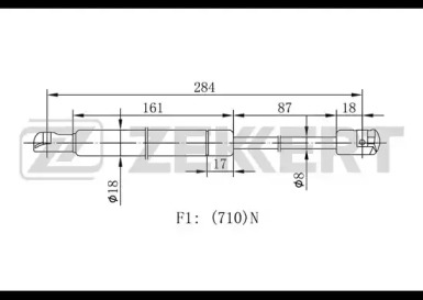 ZEKKERT gf1648 -  Газовая пружина, крышка багажник